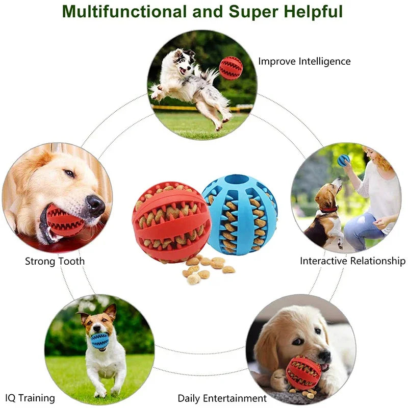 Interactive Dog Chew Toy Tooth Cleaning Rubber Ball